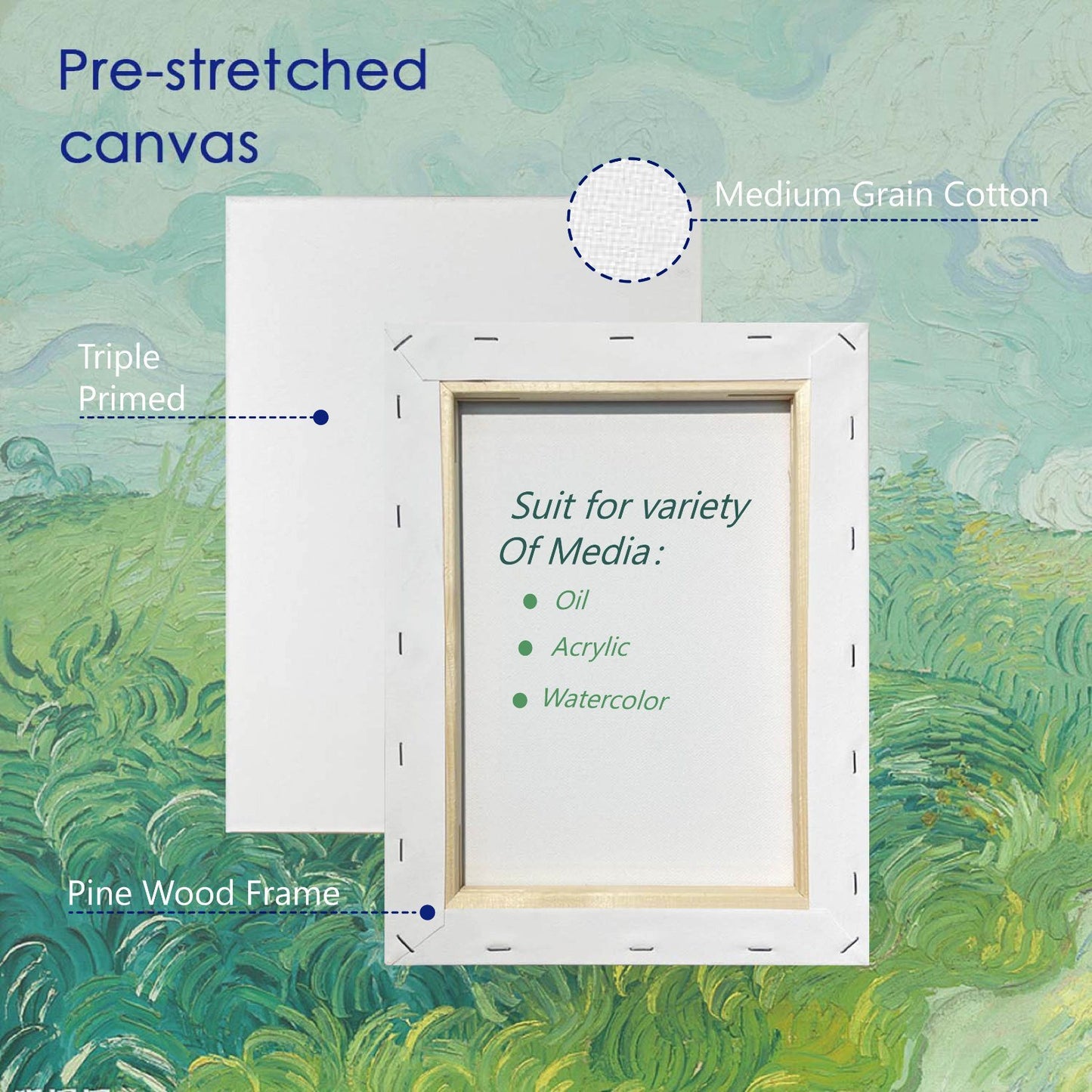 Economical Stretched Canvas for Primary Students Painting and Beginners