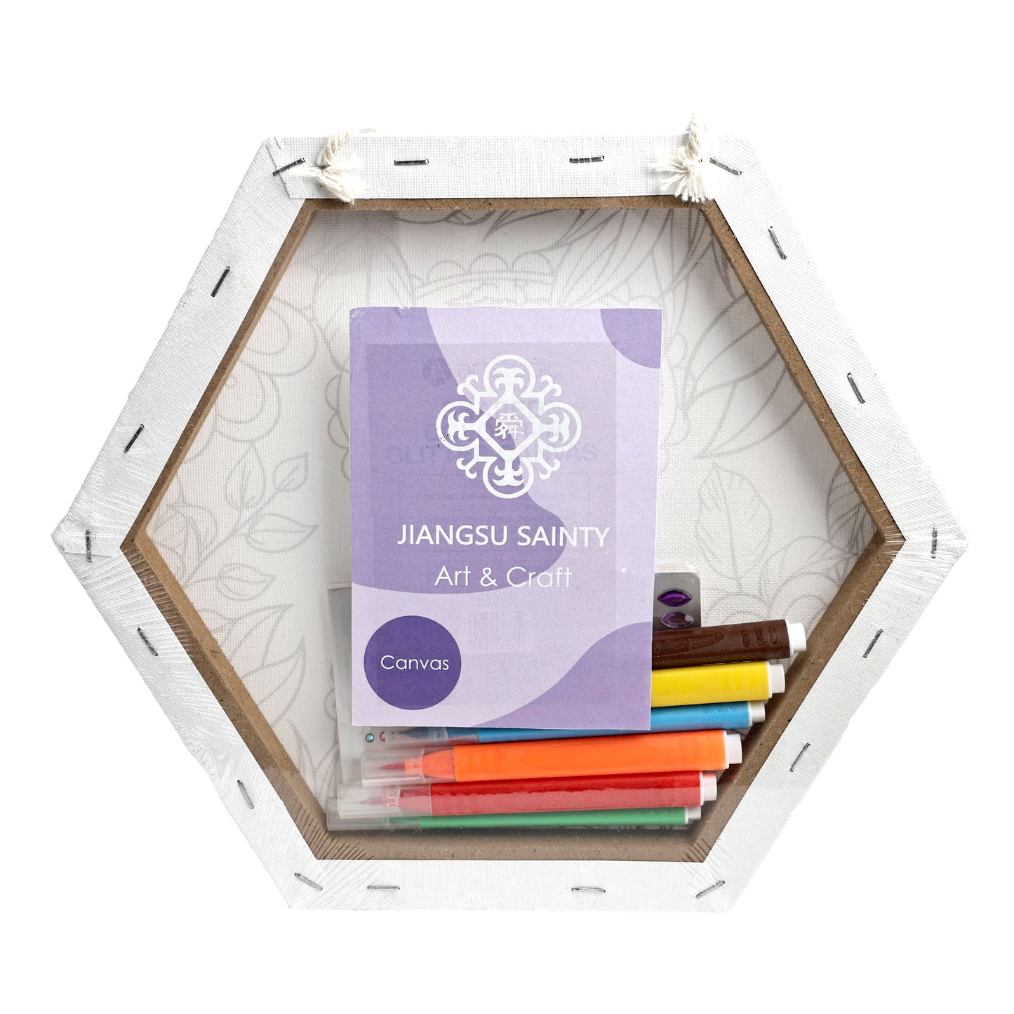 Coloring Painting 30*30 cm Hexagon Stretched Canvas for Adults