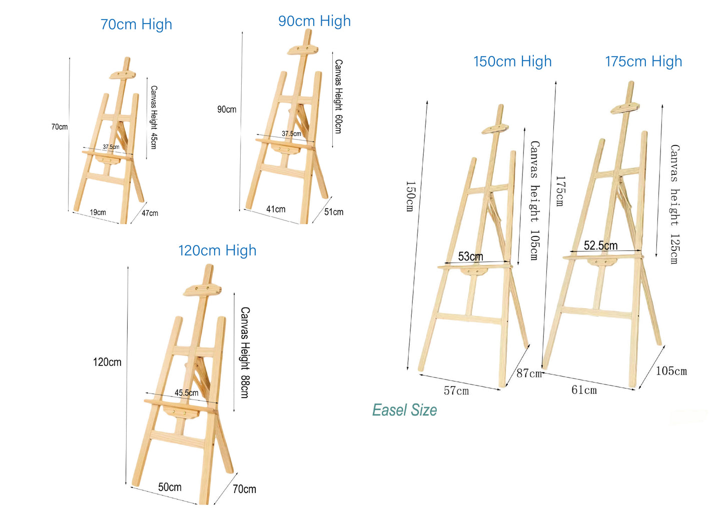 Wooden Floor Easel Stand for Painting and Exhibition