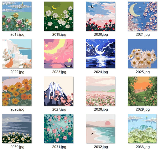 Paint-By-Numbers Designs For Size 20x20-30x30cm