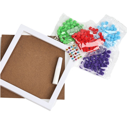 DIY Paperboard with Multi-colored Crafts Pompom Balls