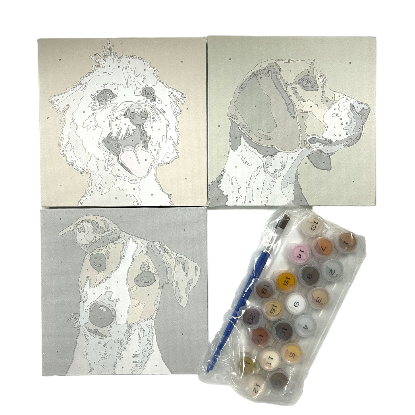 Paint By Number Stretched Canvas 16*16 cm 3PCS/set