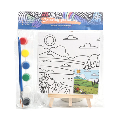 Coloring Painting Board Kit 10*15cm Cartoon for Kids and Students