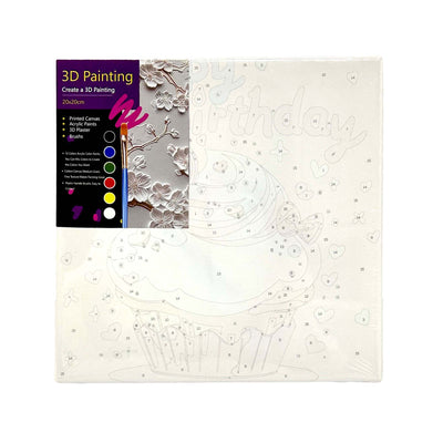 Paint By Number Stretched Canvas 20*20 cm with Plaster Models