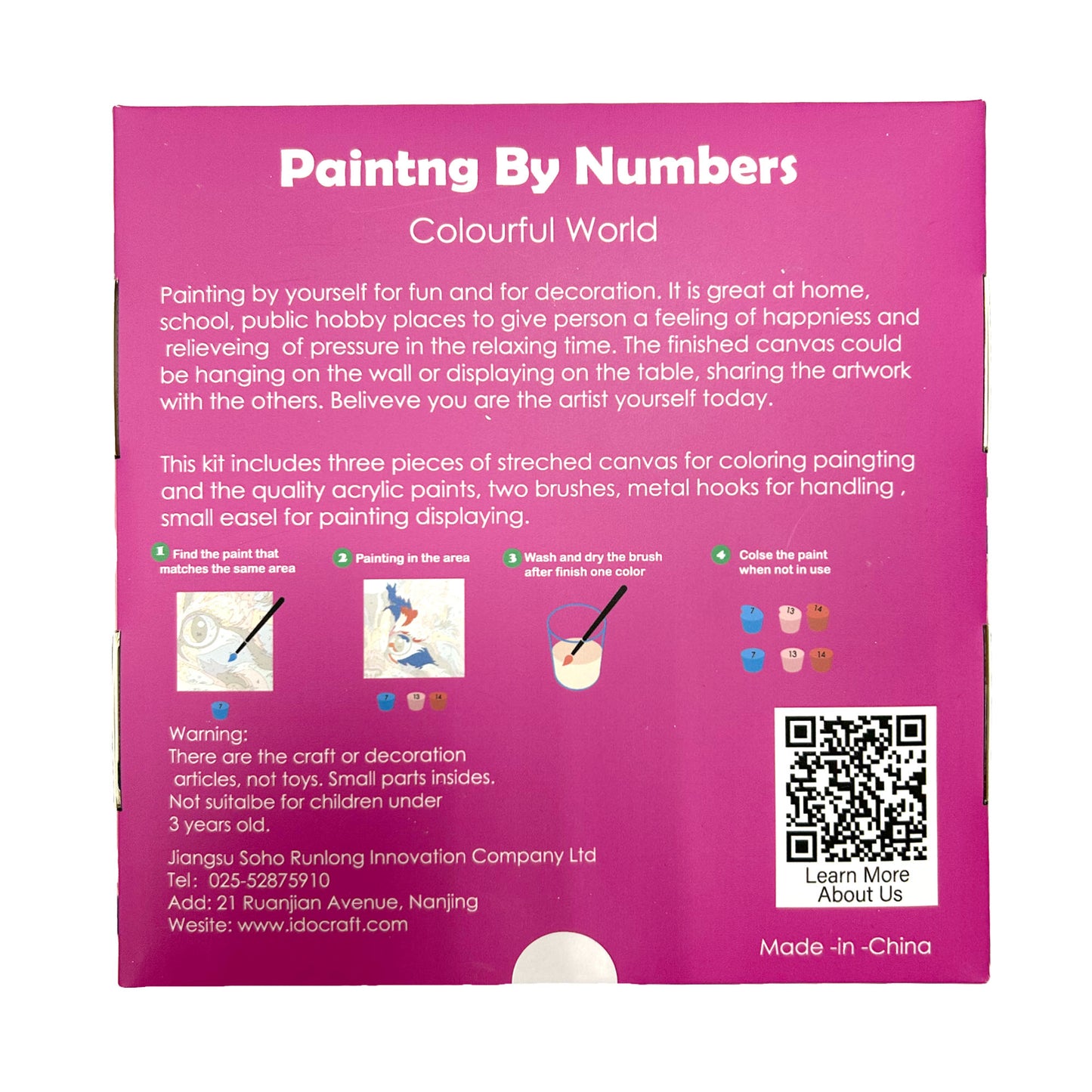 Paint By Number Stretched Canvas 16*16 cm 3PCS/set