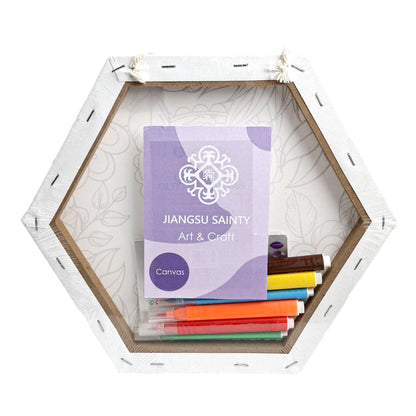 Coloring Painting 30*30 cm Hexagon Stretched Canvas for Adults