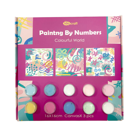 Paint By Number Stretched Canvas 16*16 cm 3PCS/set