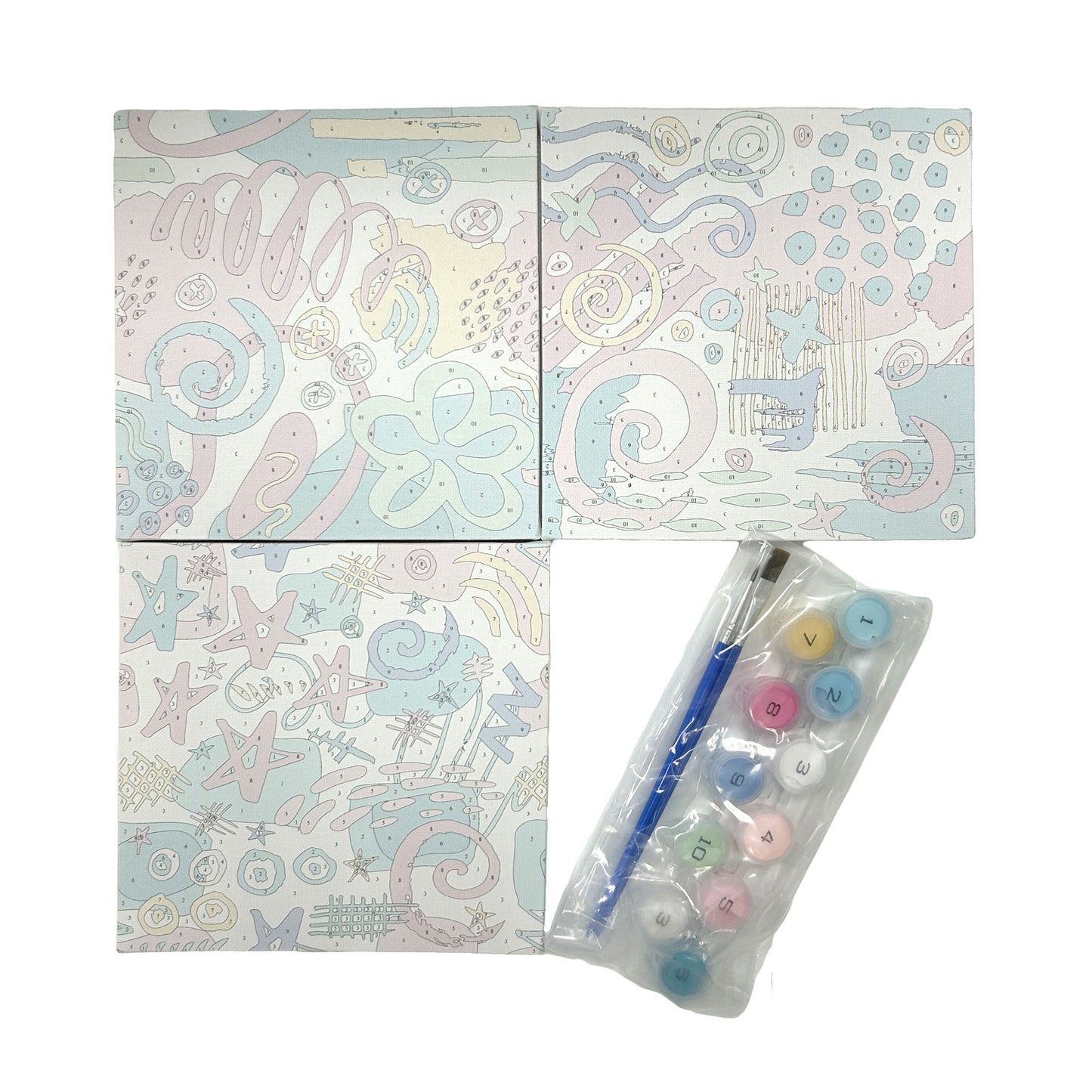 Paint By Number Stretched Canvas 16*16 cm 3PCS/set