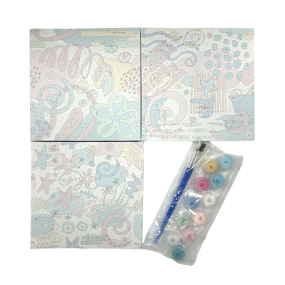 Paint By Number Stretched Canvas 16*16 cm 3PCS/set