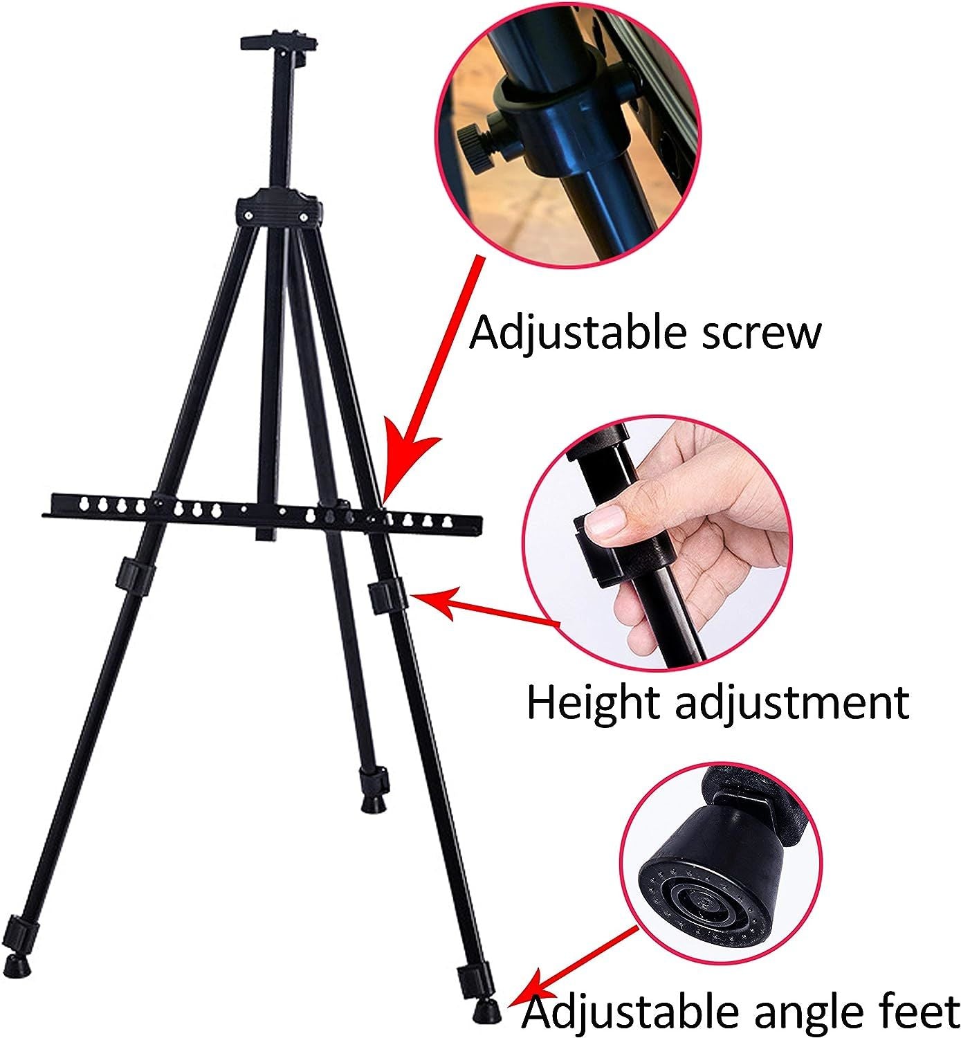 Iron Portable Artist Easel Tripod Stand with Bag