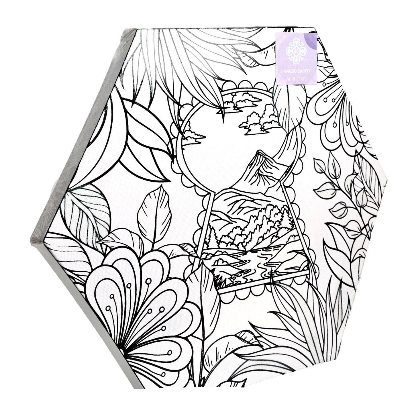 Coloring Painting 30*30 cm Hexagon Stretched Canvas for Adults