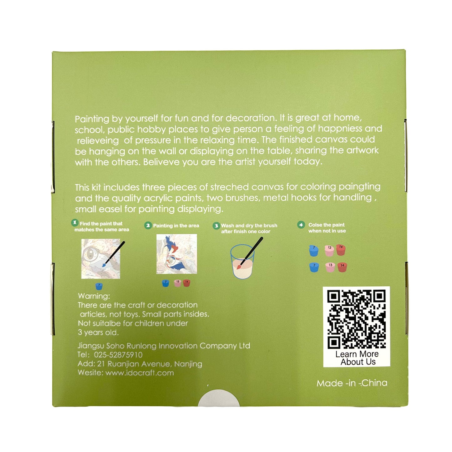 Paint By Number Stretched Canvas 16*16 cm 3PCS/set