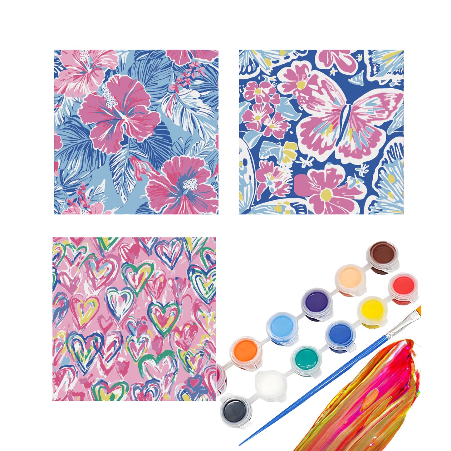 Paint By Number Stretched Canvas 16*16 cm 3PCS/set