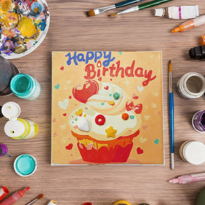 Paint By Number Stretched Canvas 20*20 cm with Plaster Models