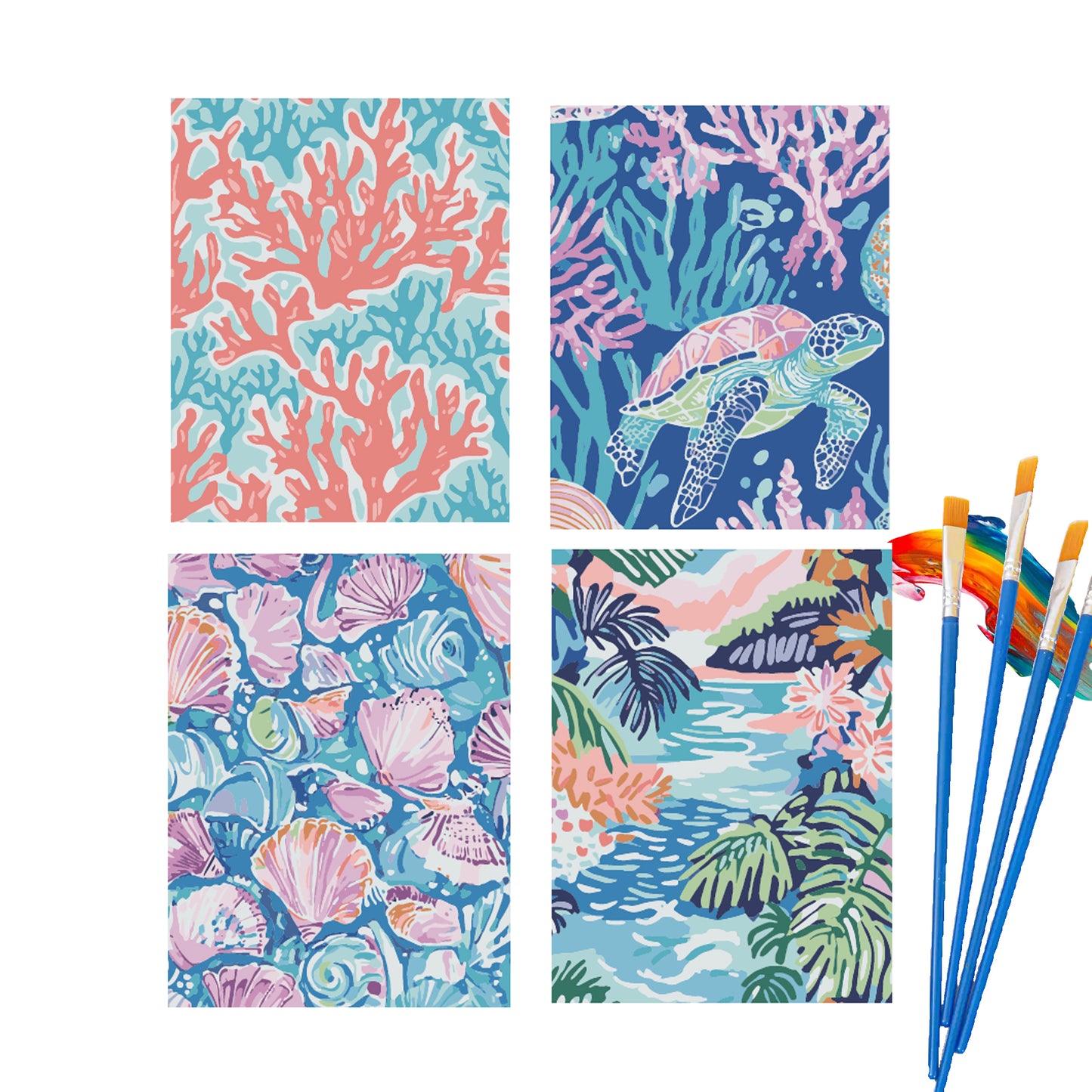 Paint By Number Canvas Panel 20*25 cm 4 PCS/set