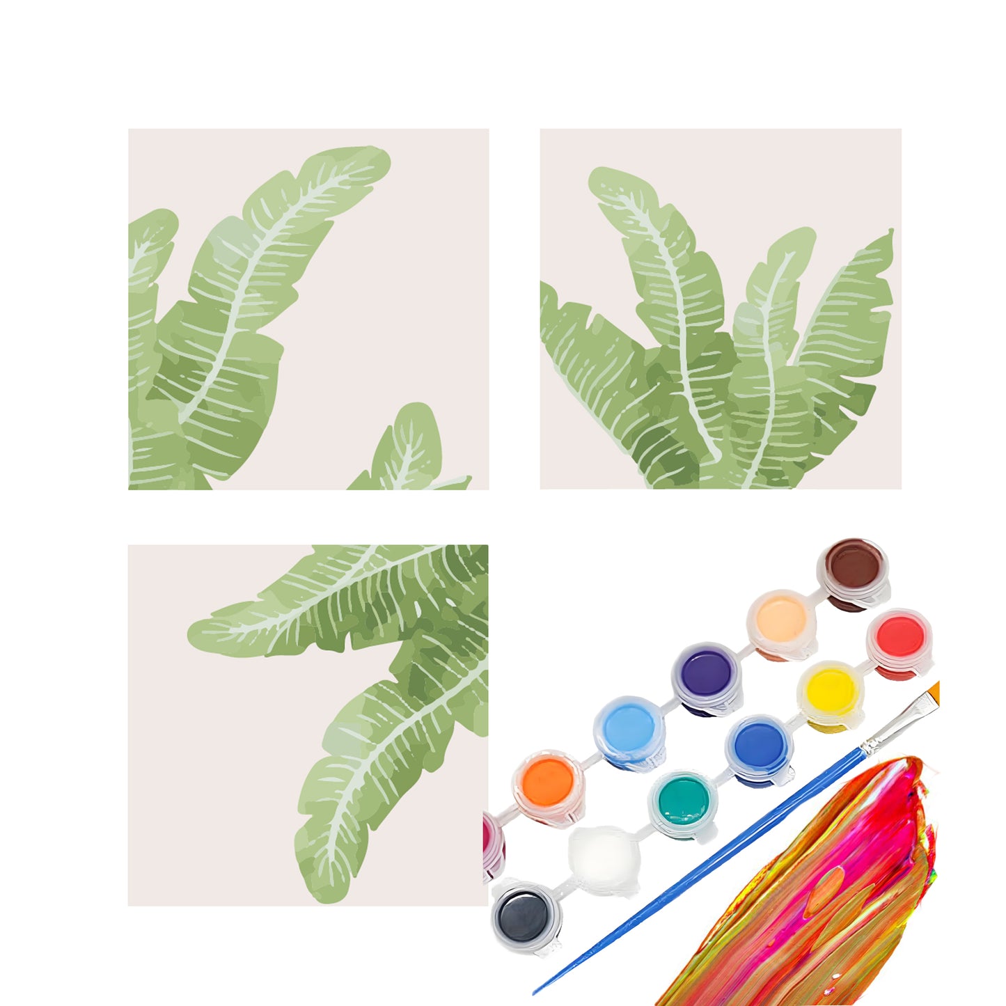 Paint By Number Stretched Canvas 16*16 cm 3PCS/set