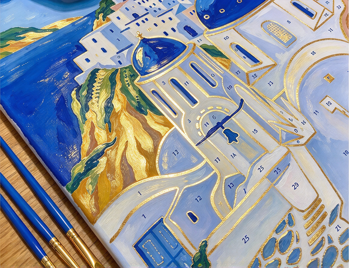 Gold Stamping Paint by Numbers 40*50 cm Landscape