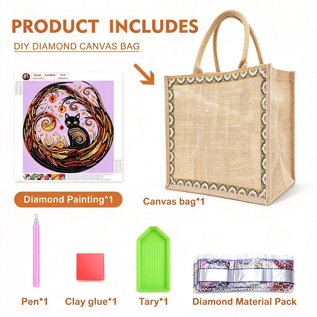 Diamond Painting Linen Bag Handbag 45*28*13 cm DIY