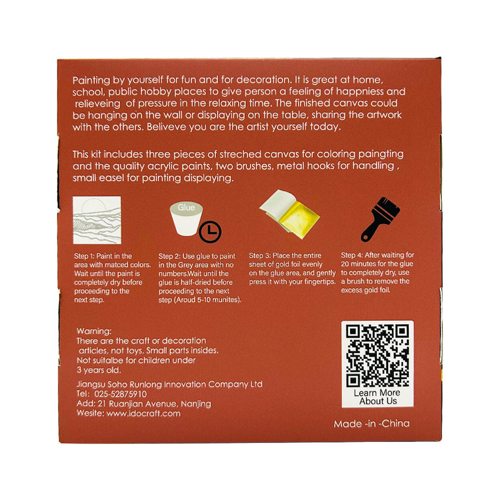 Paint By Number with Gold Foil 16*16 cm 3 PCS /set