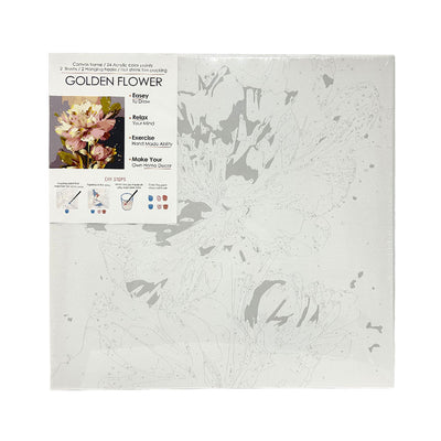 Paint By Number with Gold Foil, 70% cotton and pine wood, Triple Gesso, Square 40*40 cm(16''*16''), 1.5cm Thickness, White