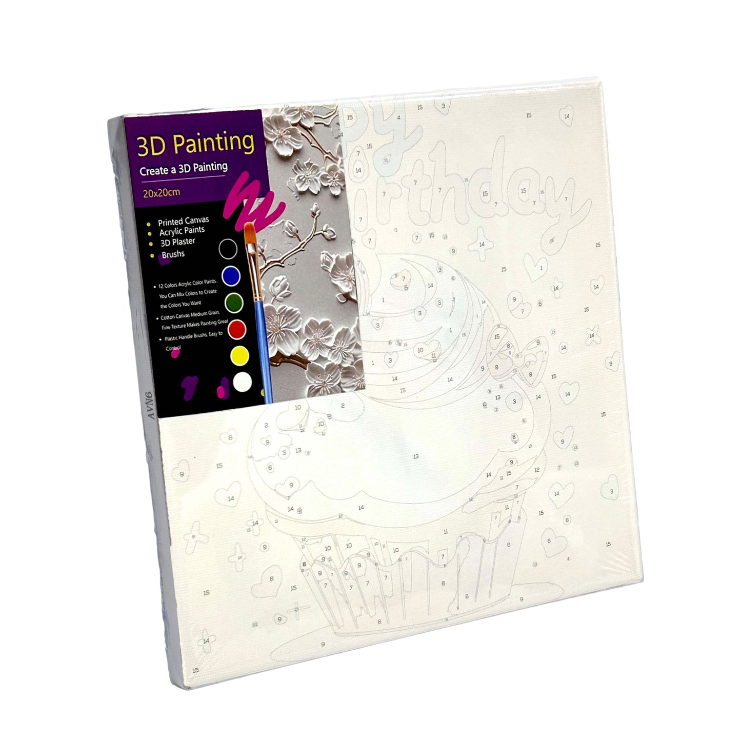 Paint By Number Stretched Canvas 20*20 cm with Plaster Models